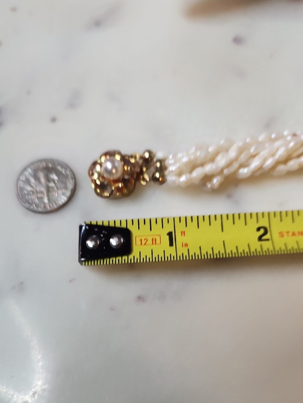 Vintage Freshwater Pearl Beaded | Gold-Tone Ornate Push Clasp Bracelet - Picture 10 of 10